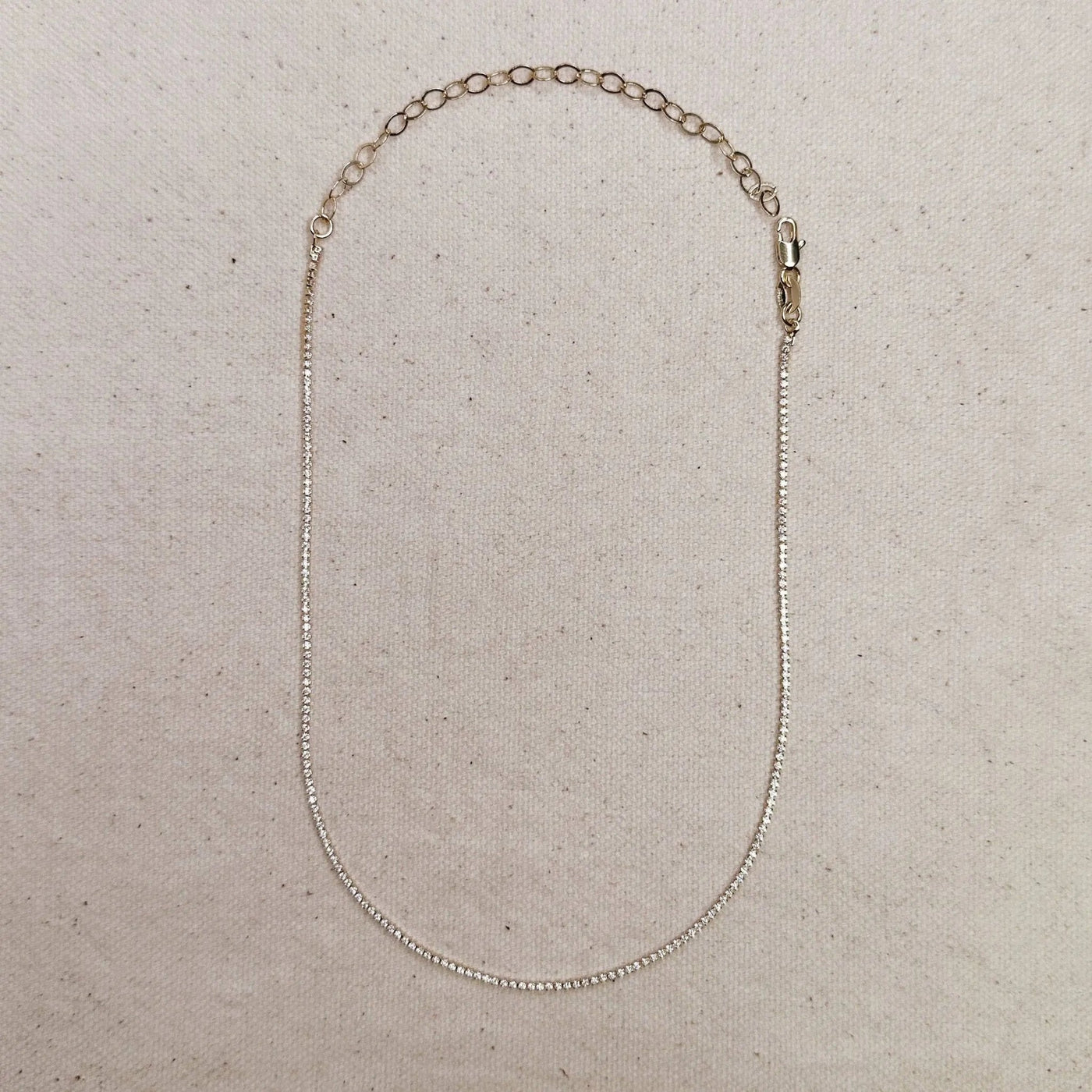 18k Gold Filled 1.2mm CZ Tennis Necklace - Beloved Boutique