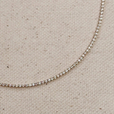 18k Gold Filled 1.2mm CZ Tennis Necklace - Beloved Boutique