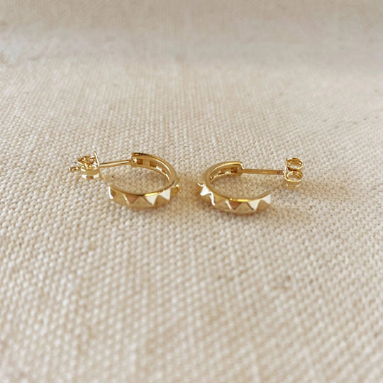 18k Gold Filled 13mm Spiked C - Hoop - Beloved Boutique