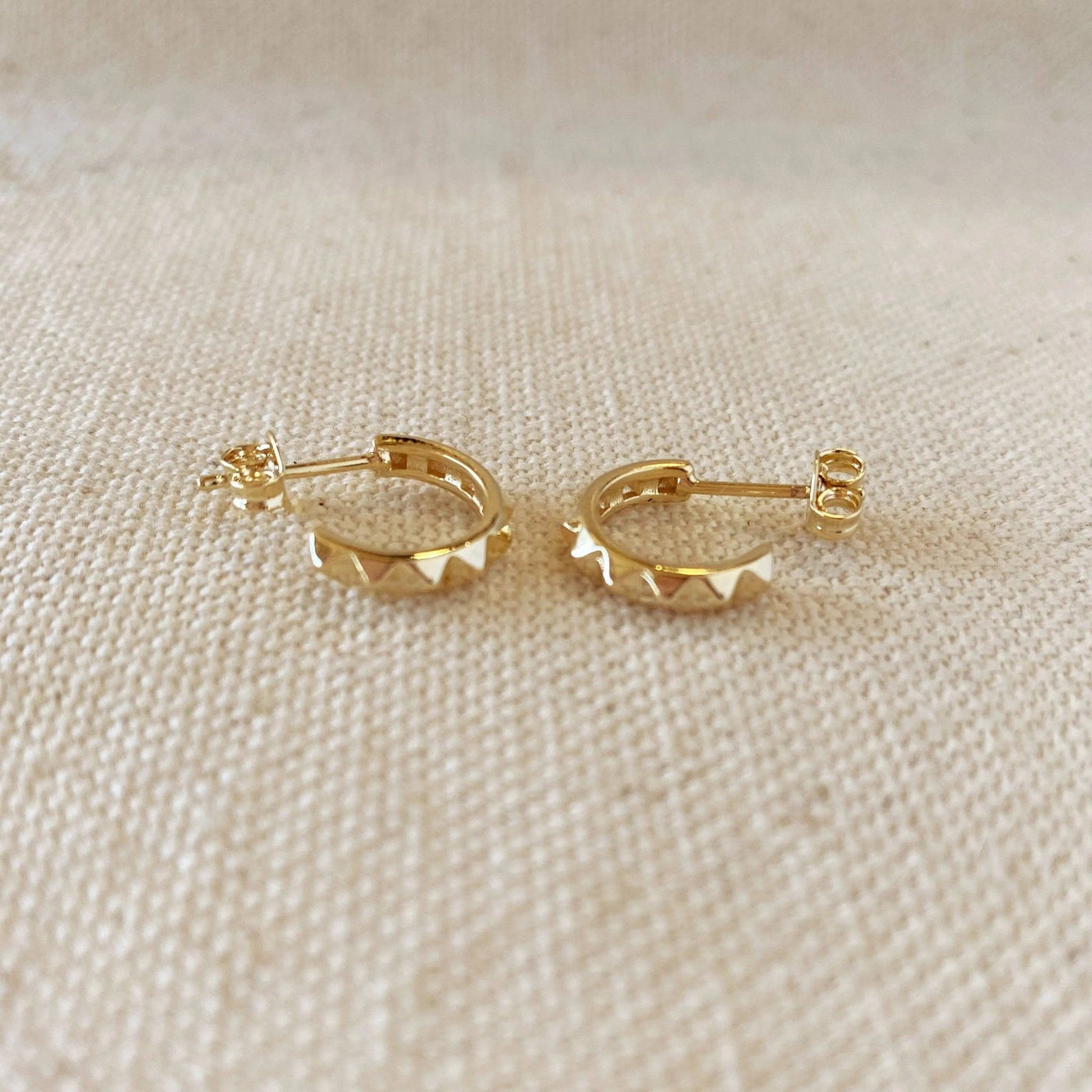 18k Gold Filled 13mm Spiked C - Hoop - Beloved Boutique