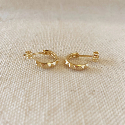 18k Gold Filled 13mm Spiked C - Hoop - Beloved Boutique