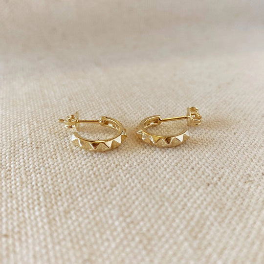 18k Gold Filled 13mm Spiked C - Hoop - Beloved Boutique