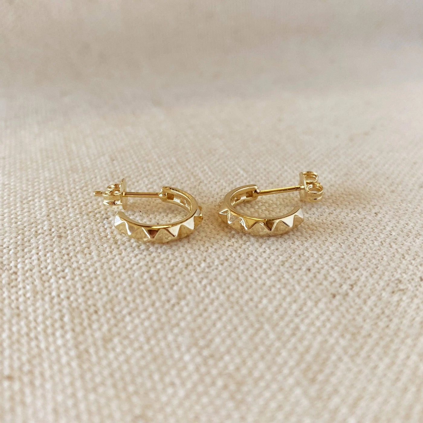 18k Gold Filled 13mm Spiked C - Hoop - Beloved Boutique