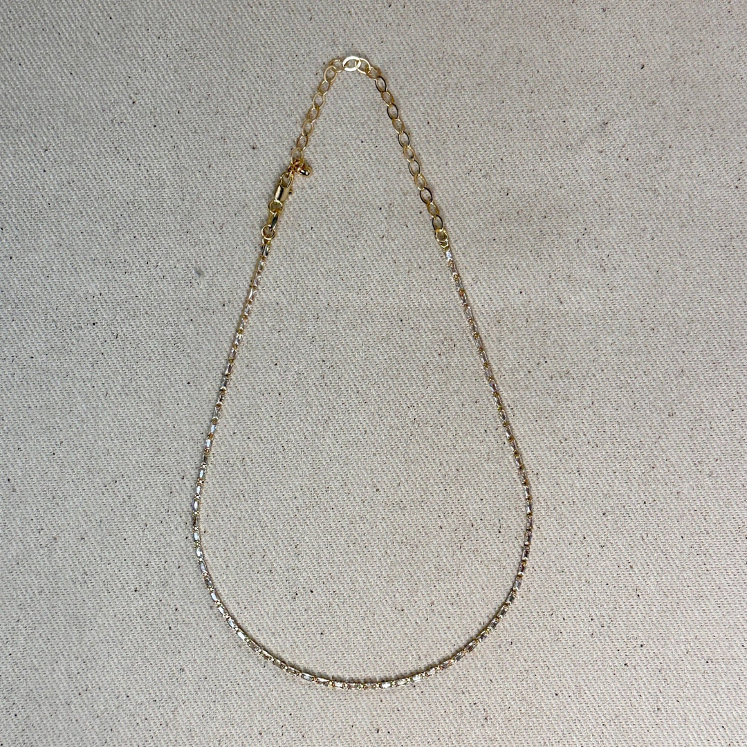 18k Gold Filled 1.5mm Baguette CZ Tennis Necklace - Beloved Boutique