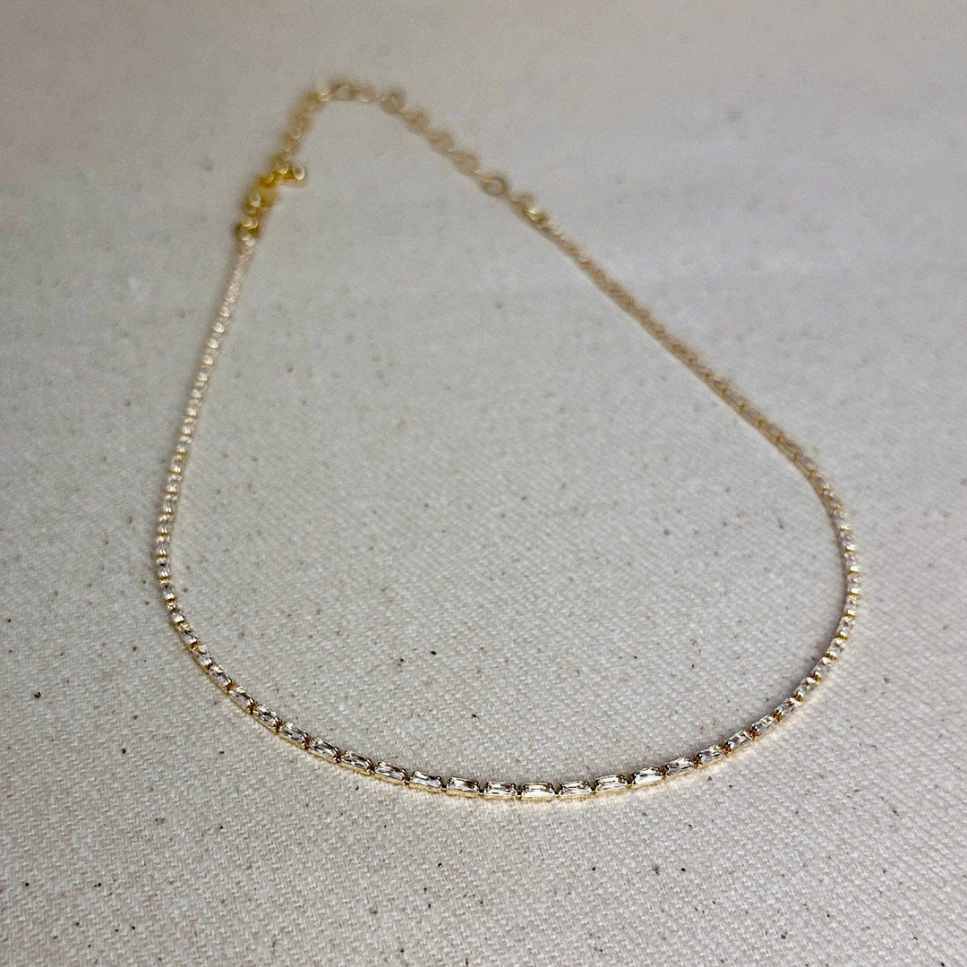 18k Gold Filled 1.5mm Baguette CZ Tennis Necklace - Beloved Boutique