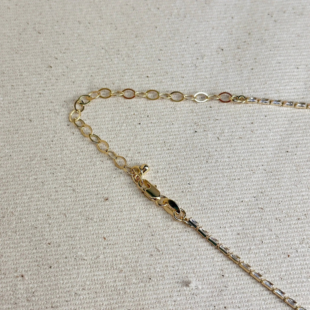 18k Gold Filled 1.5mm Baguette CZ Tennis Necklace - Beloved Boutique