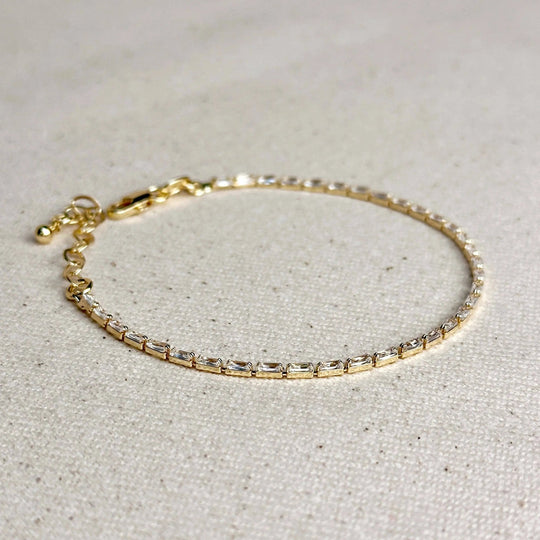 18k Gold Filled 1.5mm CZ Baguette Tennis Bracelet - Beloved Boutique