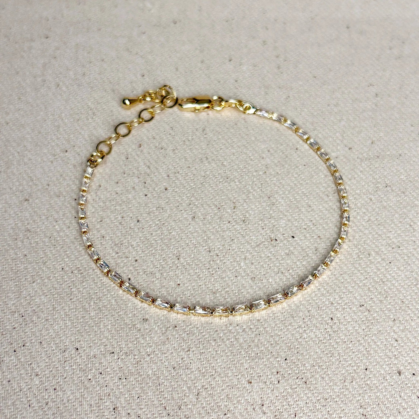 18k Gold Filled 1.5mm CZ Baguette Tennis Bracelet - Beloved Boutique