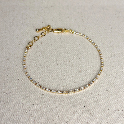 18k Gold Filled 1.5mm CZ Baguette Tennis Bracelet - Beloved Boutique
