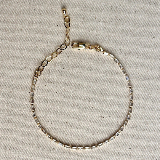 18k Gold Filled 1.5mm CZ Baguette Tennis Bracelet - Beloved Boutique
