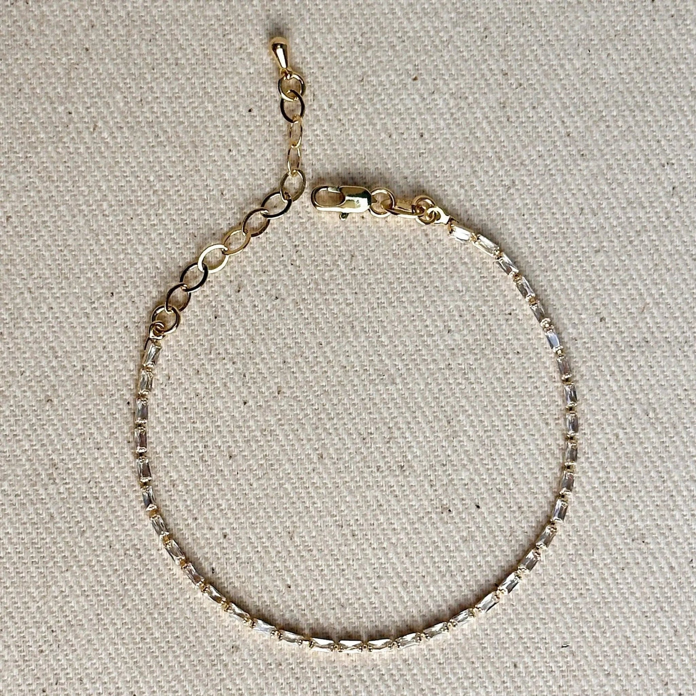 18k Gold Filled 1.5mm CZ Baguette Tennis Bracelet - Beloved Boutique