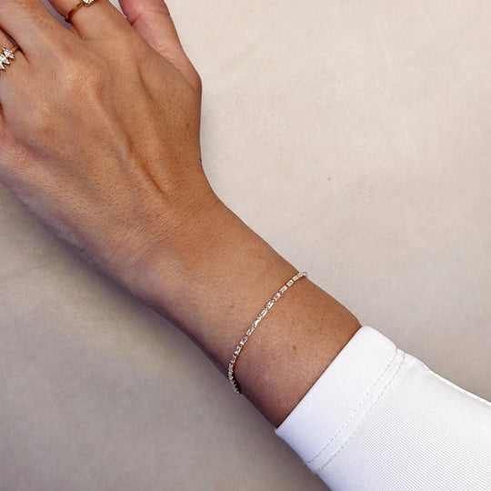 18k Gold Filled 1.5mm CZ Baguette Tennis Bracelet - Beloved Boutique