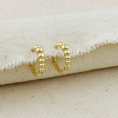 18k Gold Filled 15mm Gradient Beaded Clicker Hoop Earrings - Beloved Boutique