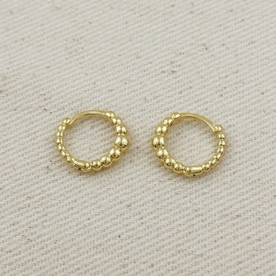 18k Gold Filled 15mm Gradient Beaded Clicker Hoop Earrings - Beloved Boutique