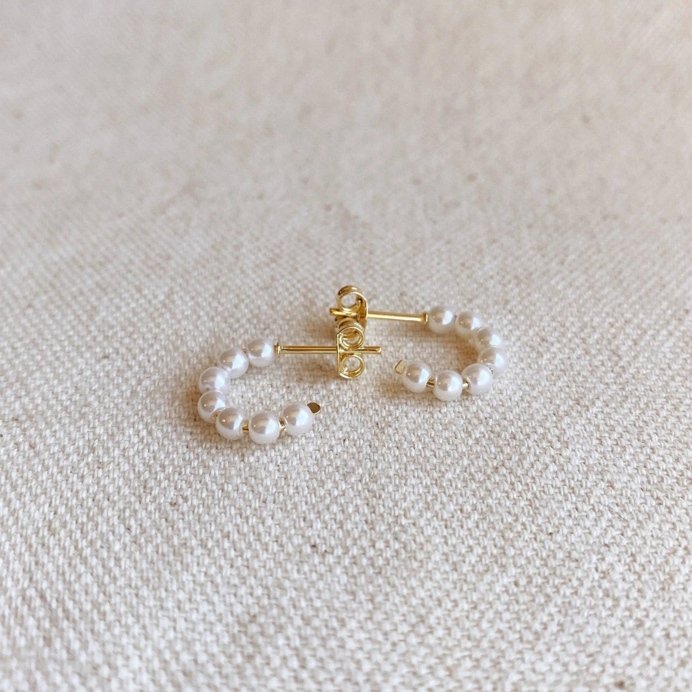 18k Gold Filled 15mm Simulated Pearls Bead C - Hoop - Beloved Boutique