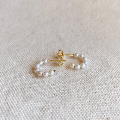 18k Gold Filled 15mm Simulated Pearls Bead C - Hoop - Beloved Boutique