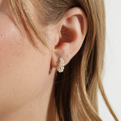 18k Gold Filled 15mm Simulated Pearls Bead C - Hoop - Beloved Boutique