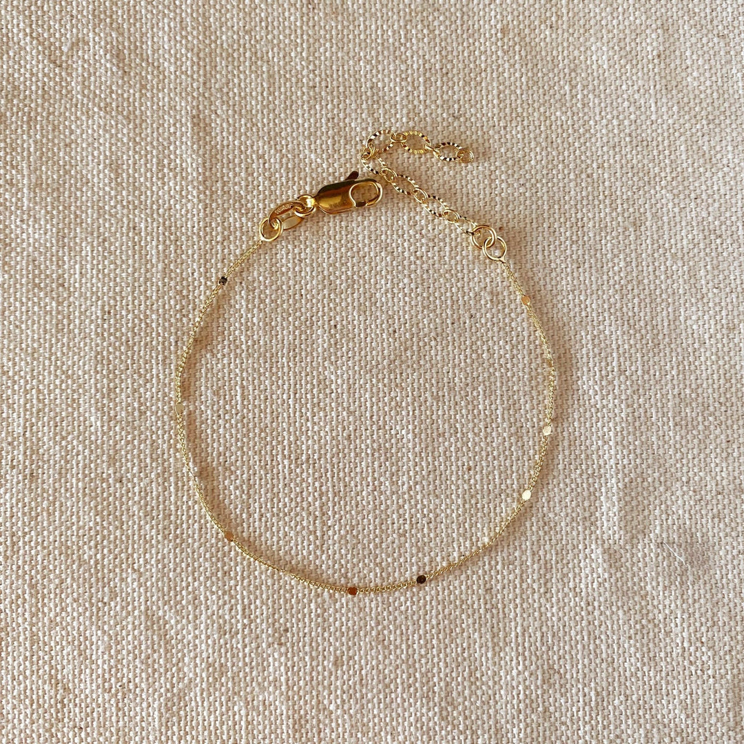 18k Gold Filled 1mm Curb Bracelet With Pressed Details - Beloved Boutique