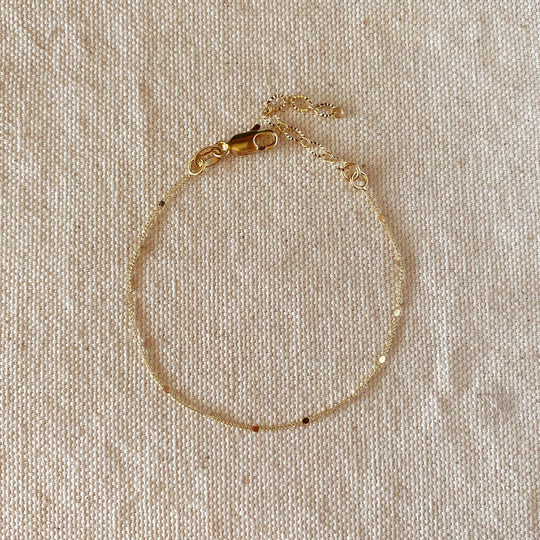 18k Gold Filled 1mm Curb Bracelet With Pressed Details - Beloved Boutique