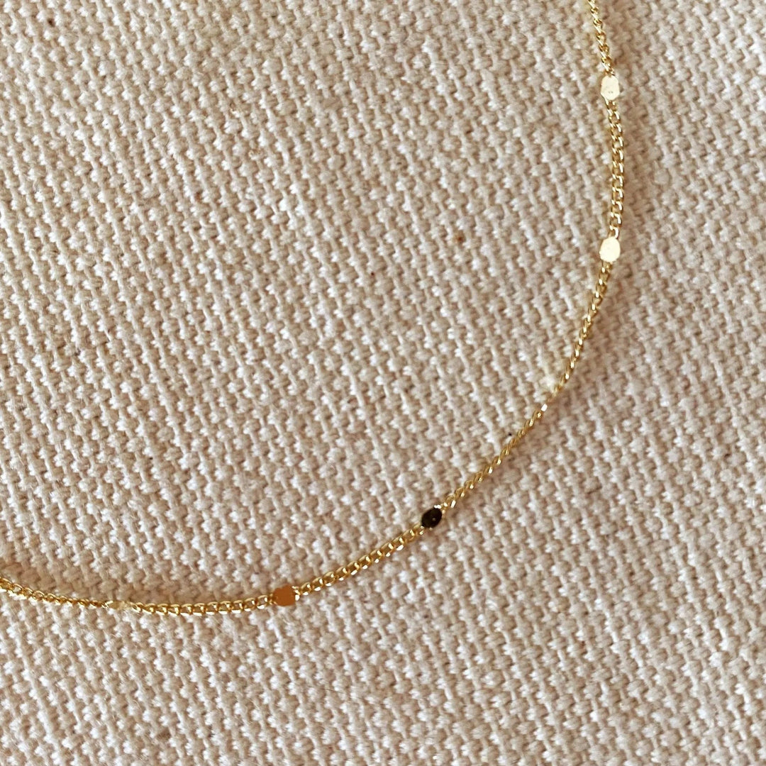 18k Gold Filled 1mm Curb Bracelet With Pressed Details - Beloved Boutique