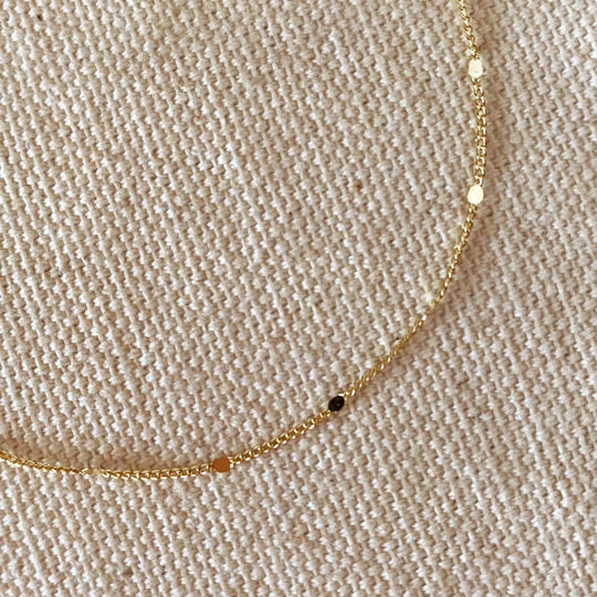 18k Gold Filled 1mm Curb Bracelet With Pressed Details - Beloved Boutique
