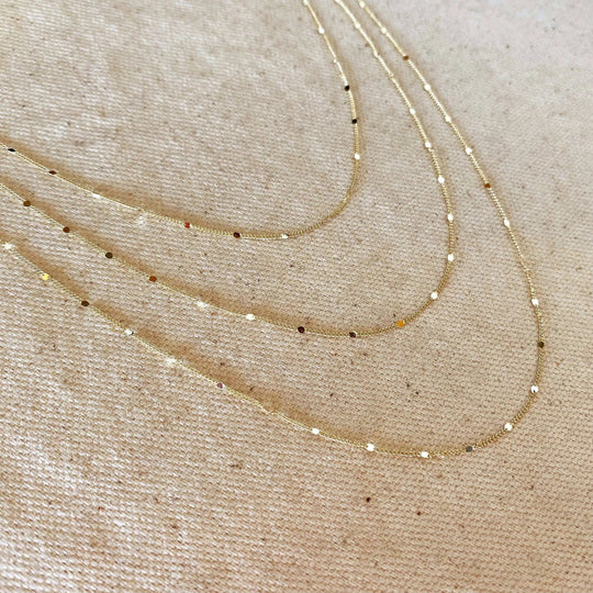 18k Gold Filled 1mm Curb Chain With Pressed Details - Beloved Boutique