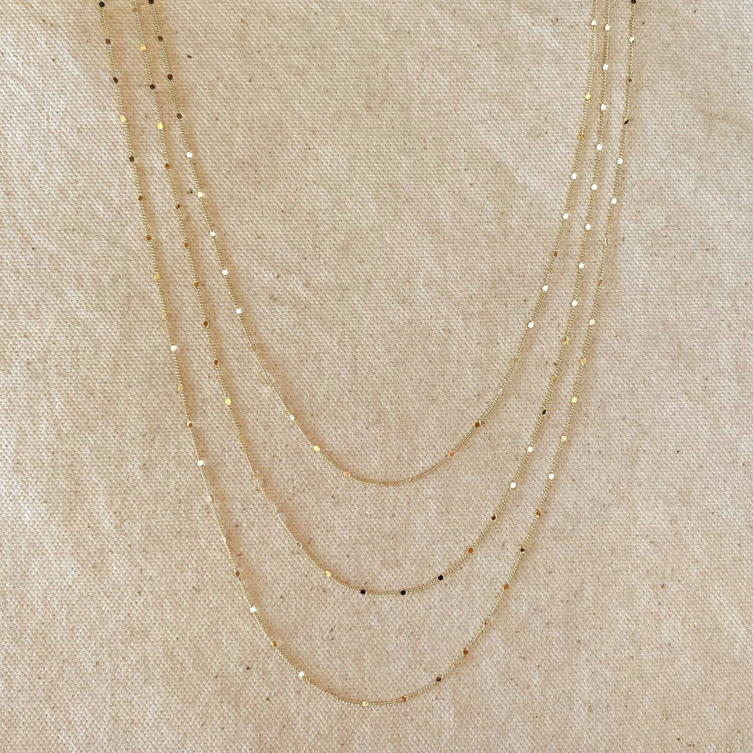 18k Gold Filled 1mm Curb Chain With Pressed Details - Beloved Boutique