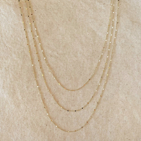 18k Gold Filled 1mm Curb Chain With Pressed Details - Beloved Boutique