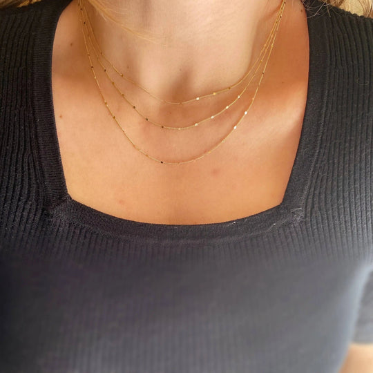 18k Gold Filled 1mm Curb Chain With Pressed Details - Beloved Boutique