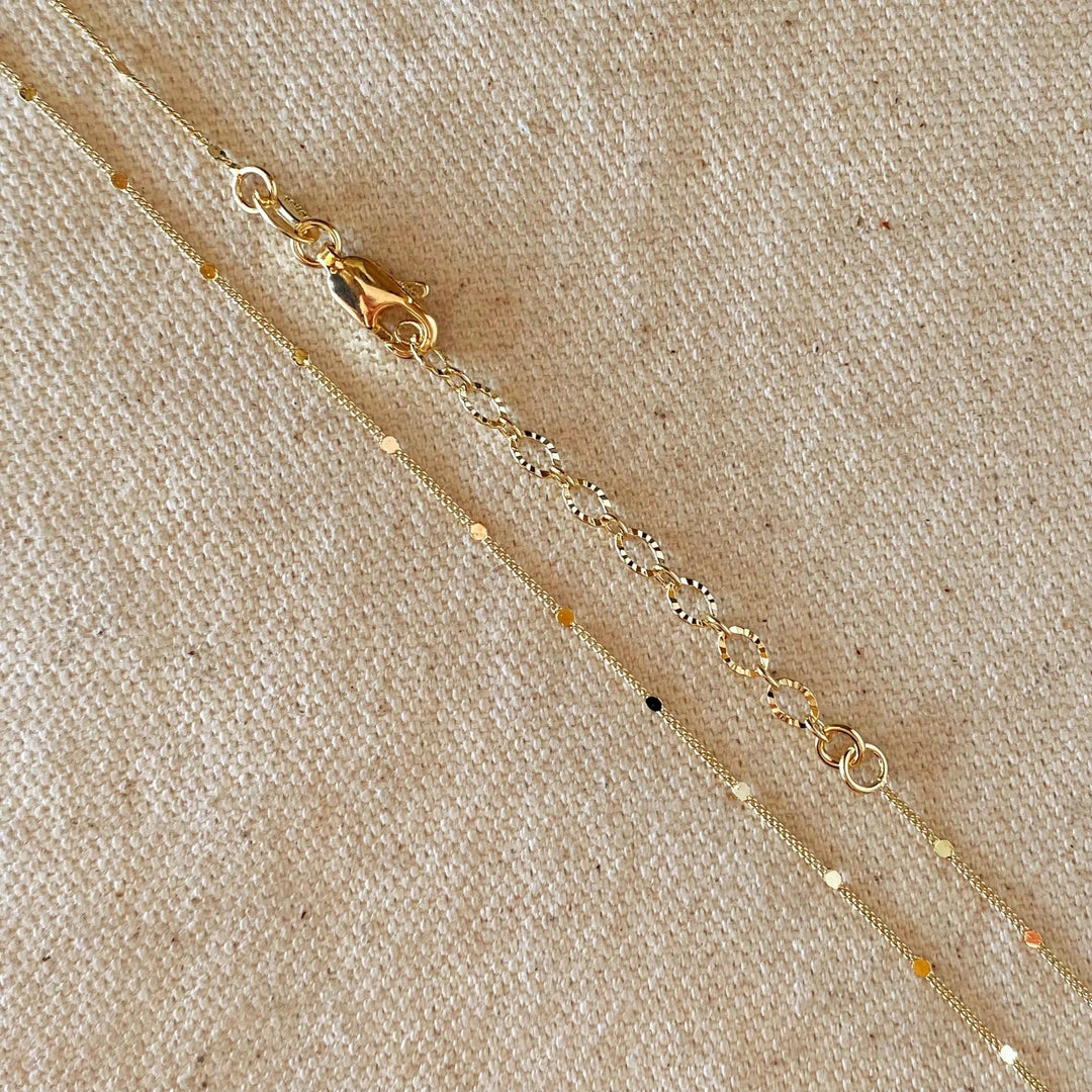 18k Gold Filled 1mm Curb Chain With Pressed Details - Beloved Boutique