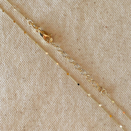 18k Gold Filled 1mm Curb Chain With Pressed Details - Beloved Boutique