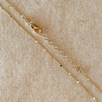 18k Gold Filled 1mm Curb Chain With Pressed Details - Beloved Boutique