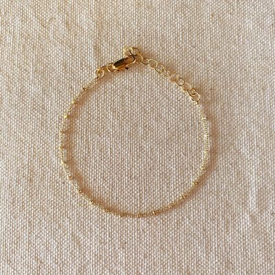 18k Gold Filled 1mm Spaced Beaded Bracelet - Beloved Boutique