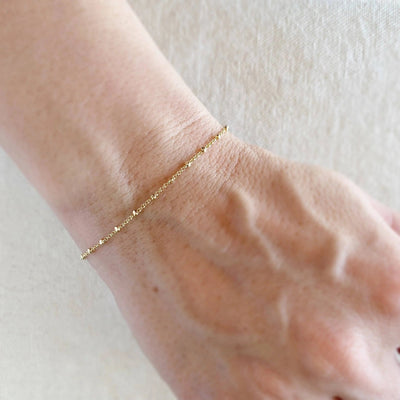 18k Gold Filled 1mm Spaced Beaded Bracelet - Beloved Boutique