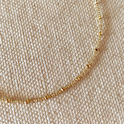 18k Gold Filled 1mm Spaced Beaded Bracelet - Beloved Boutique