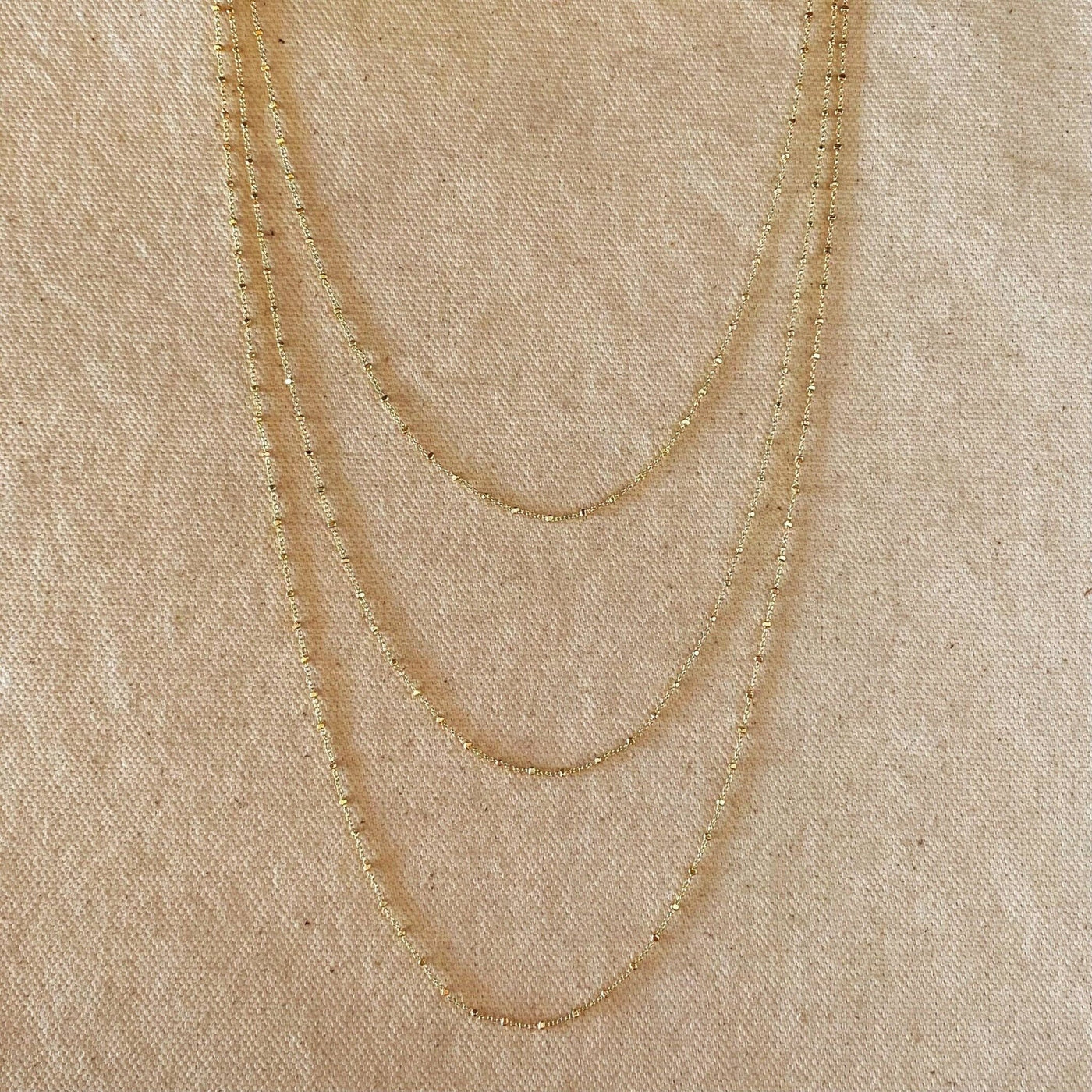 18k Gold Filled 1mm Spaced Beaded Chain - Beloved Boutique