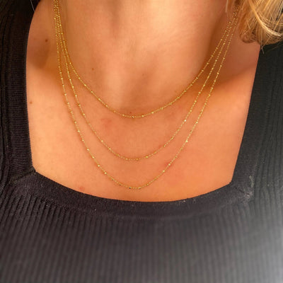18k Gold Filled 1mm Spaced Beaded Chain - Beloved Boutique