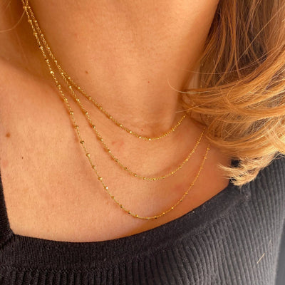18k Gold Filled 1mm Spaced Beaded Chain - Beloved Boutique