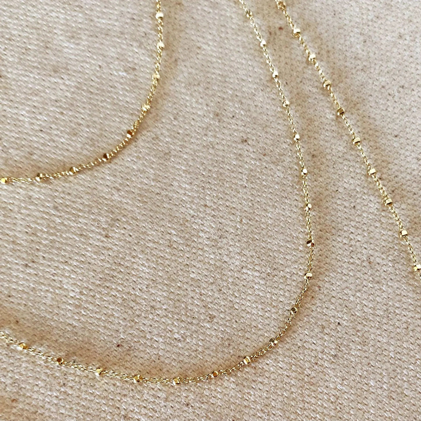 18k Gold Filled 1mm Spaced Beaded Chain - Beloved Boutique