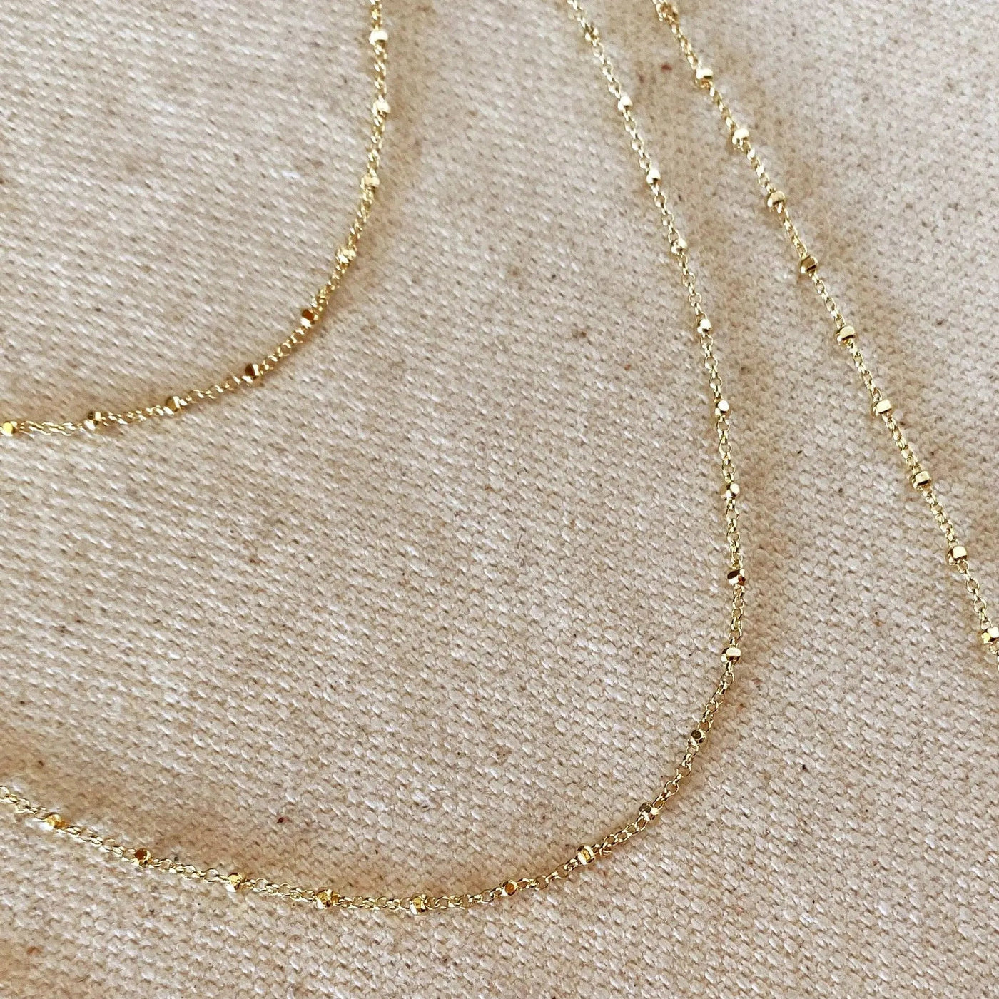 18k Gold Filled 1mm Spaced Beaded Chain - Beloved Boutique