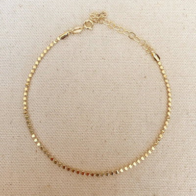 18k Gold Filled 2.0mm Flat Ball Chain Anklet - Beloved Boutique