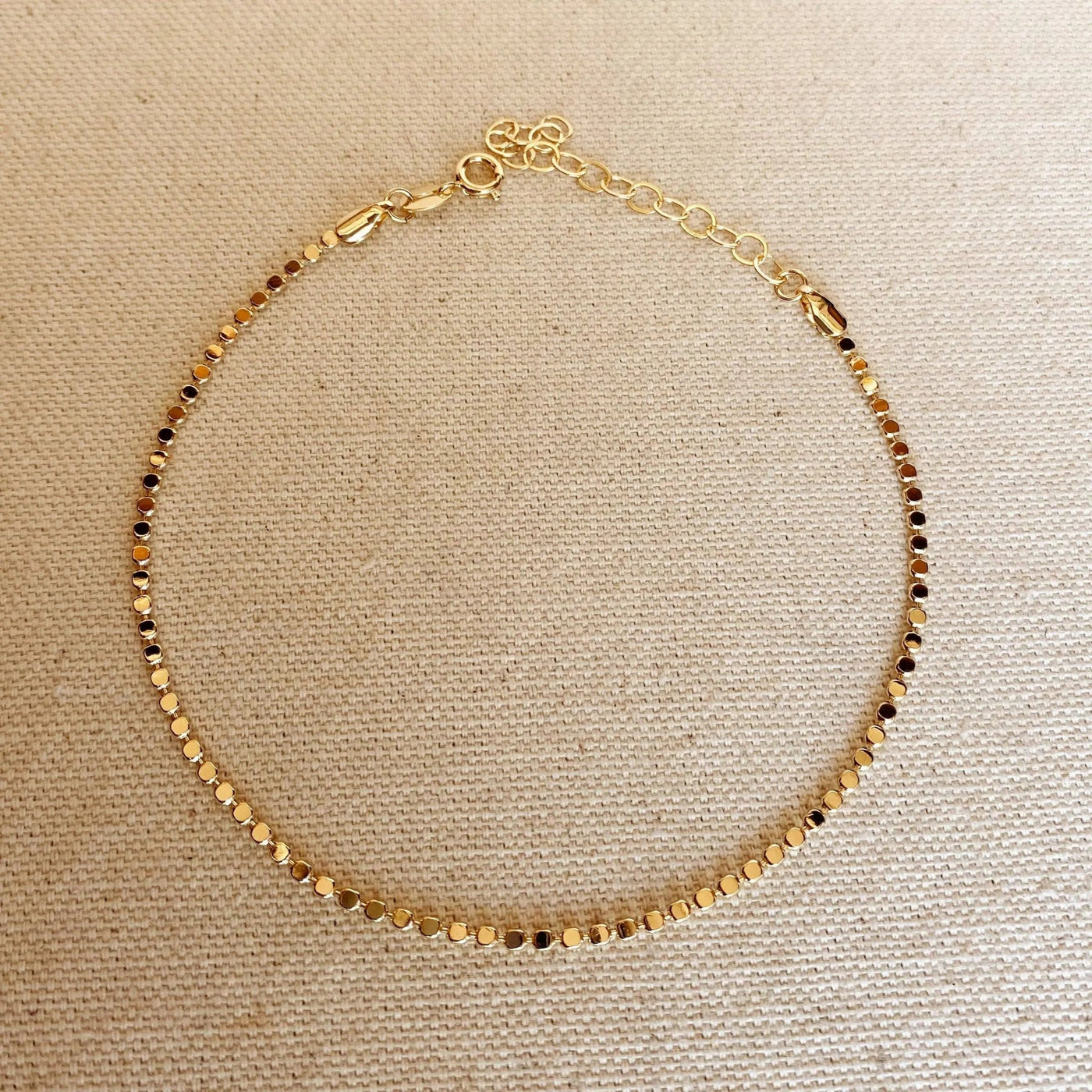 18k Gold Filled 2.0mm Flat Ball Chain Anklet - Beloved Boutique