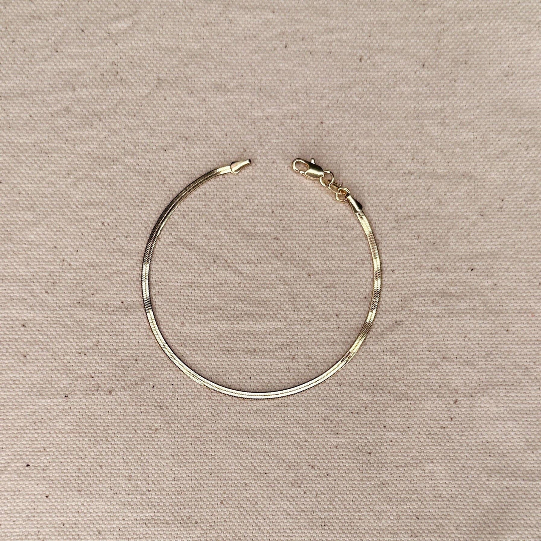 18k Gold Filled 2.0mm Thickness Herringbone Bracelet - Beloved Boutique