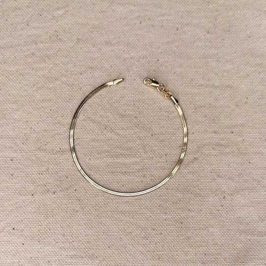 18k Gold Filled 2.0mm Thickness Herringbone Bracelet - Beloved Boutique