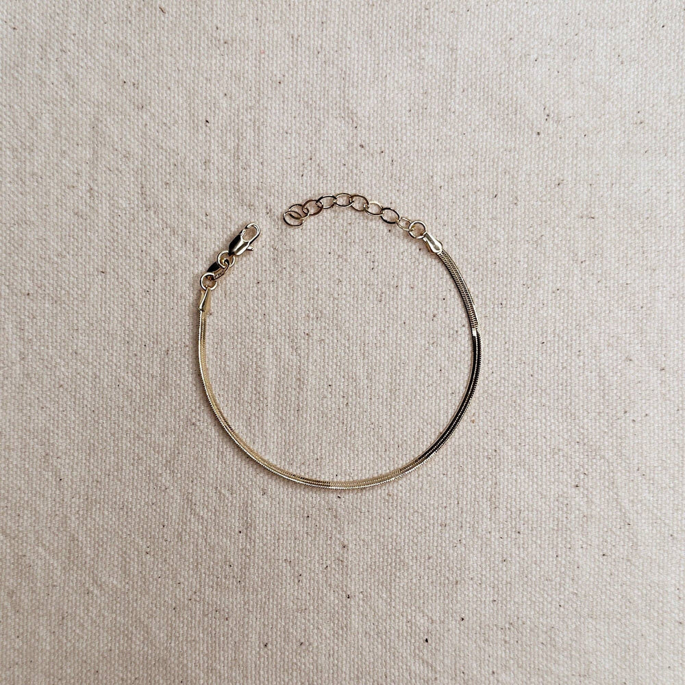 18k Gold Filled 2.0mm Thickness Herringbone Bracelet - Beloved Boutique