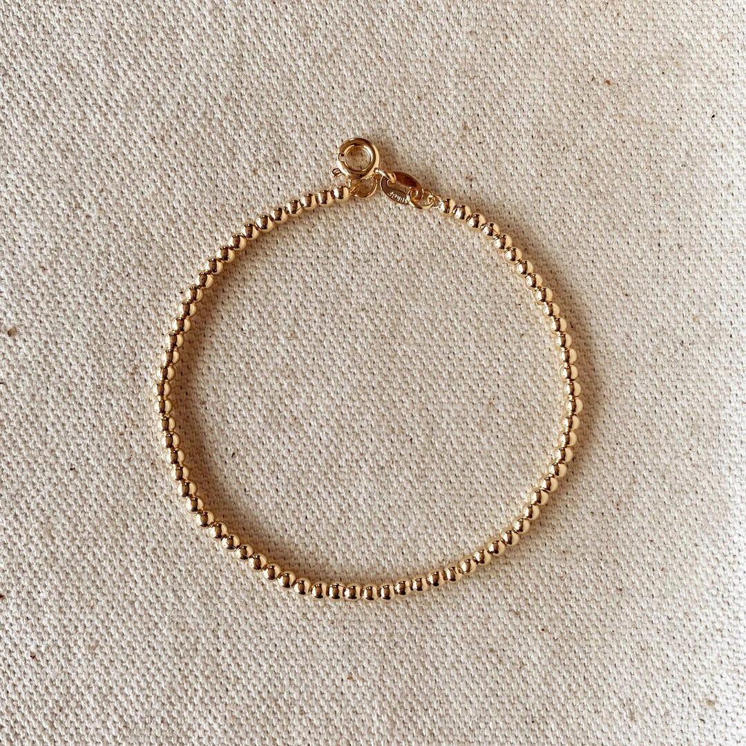 18k Gold Filled 2.5 mm Beaded Bracelet - Beloved Boutique