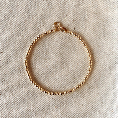18k Gold Filled 2.5 mm Beaded Bracelet - Beloved Boutique