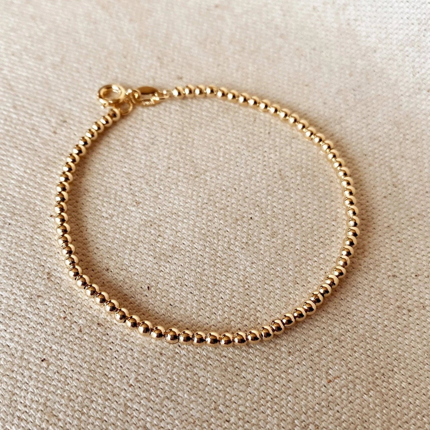 18k Gold Filled 2.5 mm Beaded Bracelet - Beloved Boutique