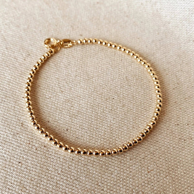 18k Gold Filled 2.5 mm Beaded Bracelet - Beloved Boutique