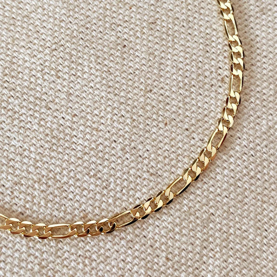 18k Gold Filled 2.5mm Flat Figaro Chain Bracelet - Beloved Boutique